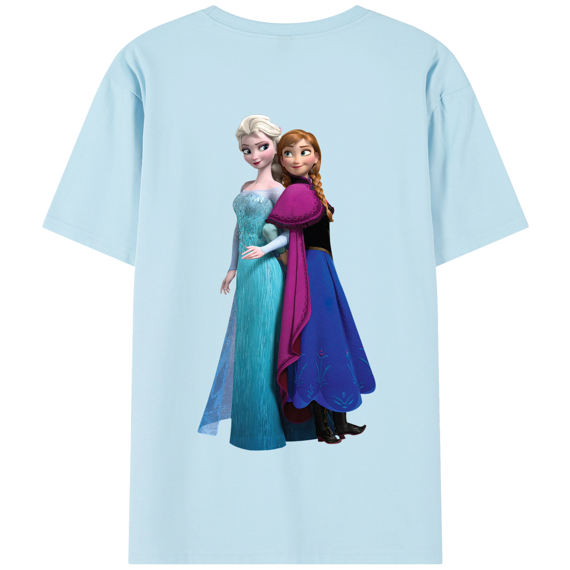 （画像用） アナと雪の女王 アンナ エルサ Frozen Anna Elsa 綿100％半袖Tシャツ（背面プリント）